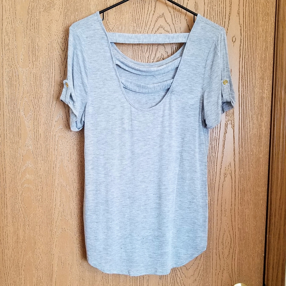 Zenana Outfitters Ladder Cut Back Tee